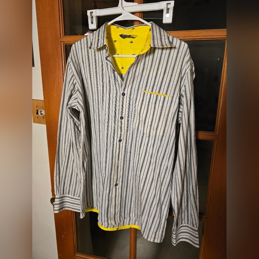 Burton Striped Men's Shirt with Yellow Accents